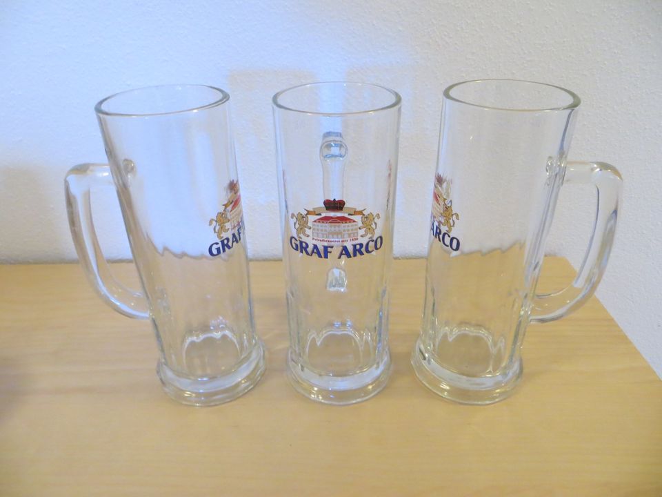 3 Glaskrüge Bierkrüge Halbekrüge Krüge GRAF ARCO, neu! in Winhöring