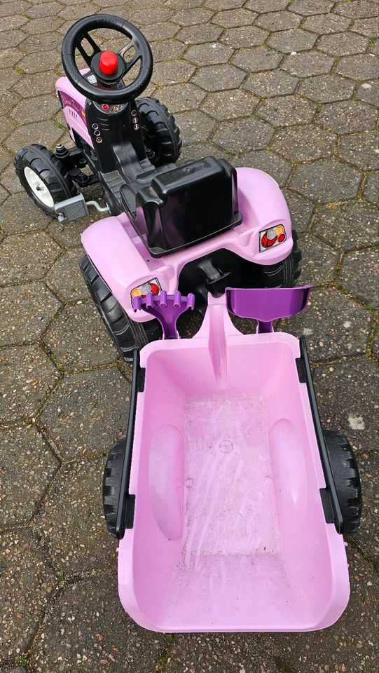 Falk Kinder Traktor, Rosa, Sehr gut erhalten, Mit Anhänger in Ankum