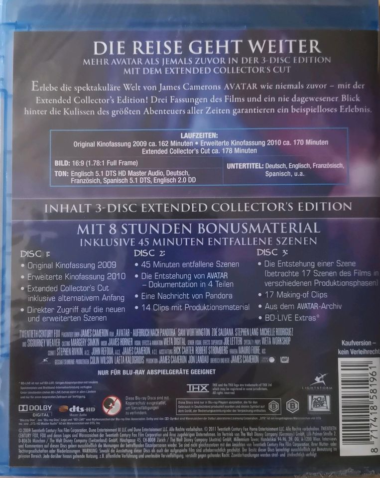 Avatar Blu-ray Collectors Edition Neu original Verpackt in Hilzingen