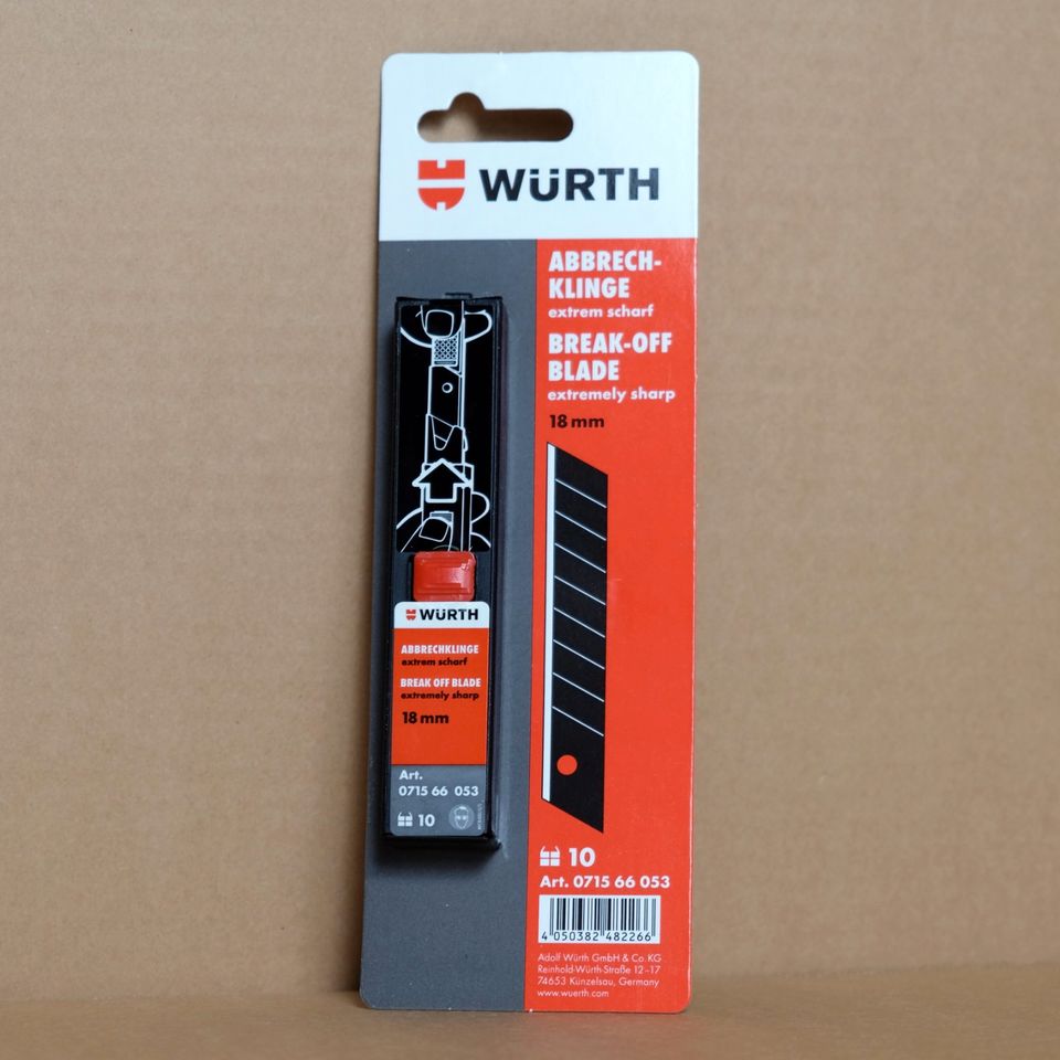 Würth SET's 1K Cutter Messer mit Schieber 18mm + 50 Würth Klingen im