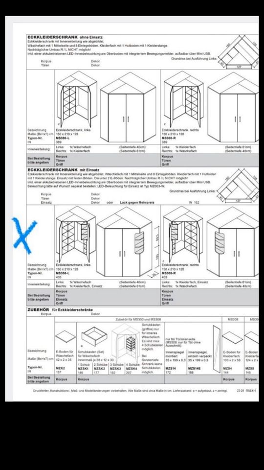 Begehbarer Kleiderschrank+Eckschrank und Bett in Lünen