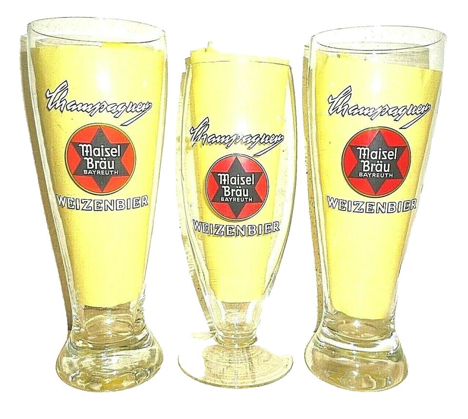 3 Weizengläser - Maisel Bayreuth Champagner Weizen in Holzkirchen