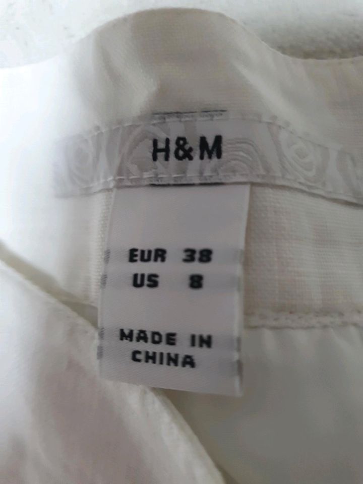H& M Damen Rock gr.38,Sommerkleid, Leinenrock,weiß,VB.7 € in Zell (Mosel)