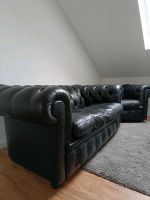Chesterfield 2-Sitzer Sofa/Couch + Sessel schwarz Echtleder Bielefeld - Schildesche Vorschau