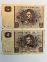 2x Schwedische Banknoten 5 Kronen 1955 bzw. 1956 Kreis Pinneberg - Pinneberg Vorschau