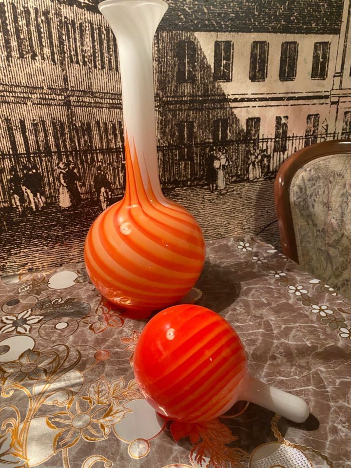 Murano Vase Orange Flame Guildcraft Ball Glasvase groß vintage in Berlin