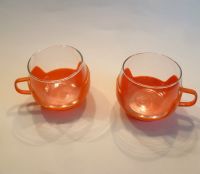 2 Tee-Punsch-Groggläser 60 70er Jahre Glas-Halter orange Nordrhein-Westfalen - Gütersloh Vorschau