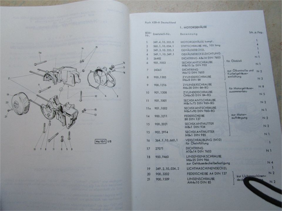 Puch,X 30, Ersatzteilkatalog,Reparaturbuch,Ersatzteilliste in Ettenheim