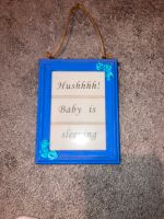 Dekoration Schild aus Holz Selfmade Hush! Baby is sleeping blau Nordrhein-Westfalen - Lichtenau Vorschau