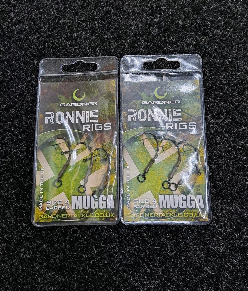 2× Gardner Tackle Ronnie Rigs Mugga Size 4 Barbed NEU IN OVP Carp in Bad Bentheim