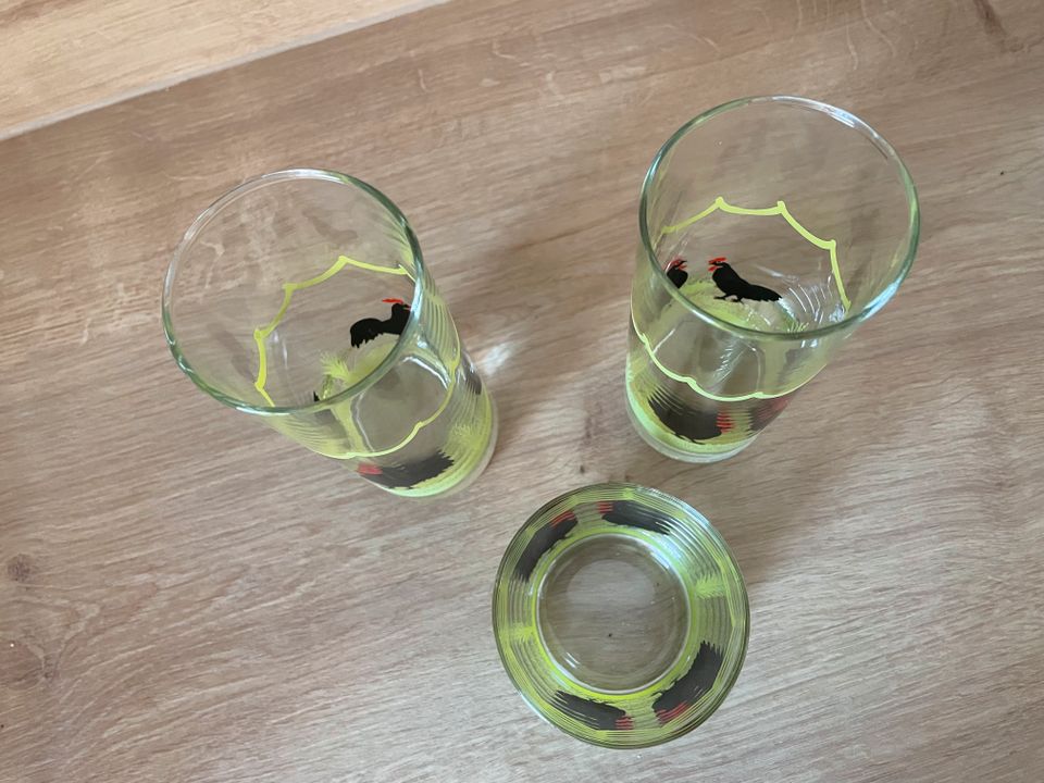 3 x Glas Saftglas Glas der Serie Zeller Hahn + Henne - zusammen in Baunatal