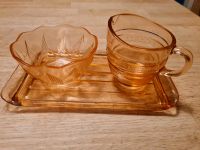 Vintage Zucker-Sahne-Set rosa Glas  mit Unterteller Rheinland-Pfalz - Ludwigshafen Vorschau