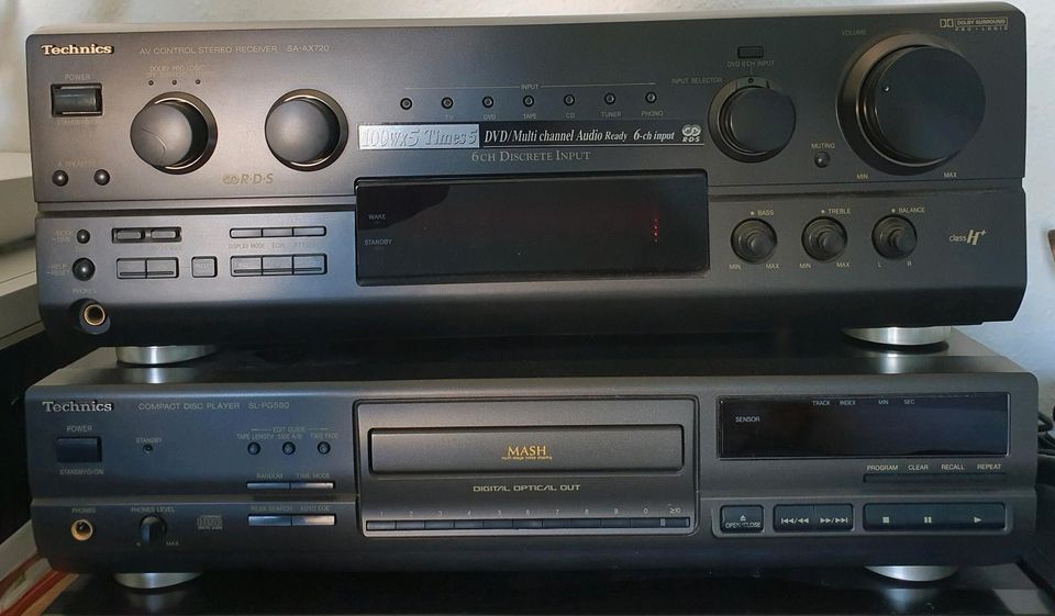 Technics Hifi Anlage SA-AX720, Receiver,  CD-Player  SL-PG590 in Kletzin