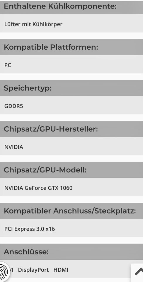 HP GeForce GTX 1060 6 GB GDDR5 DVI HDMI 3x DP PCI-E in Kassel