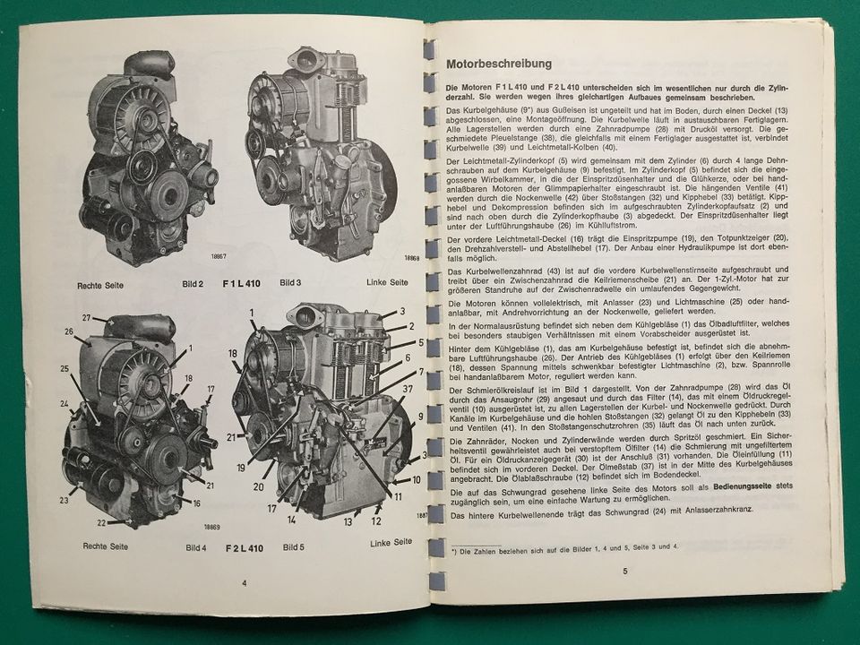 Bedienungsanleitung Deutz Motor F1/2L 410 und DKB-Generator in Bergisch Gladbach