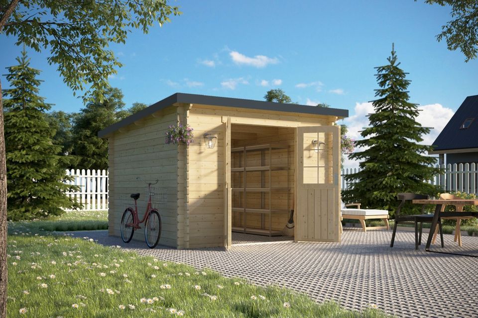 ABHOLBEREIT Gartenhaus Evolution 34A mit Blechdach 303x320 cm