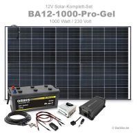 Inselsolaranlage 1000W 12V/230V Gelbatterie kpl. Set Nordrhein-Westfalen - Sundern (Sauerland) Vorschau