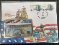 Telefonkarte Ellis Island Briefmarke Brooklyn Bridge New York USA Hessen - Egelsbach Vorschau