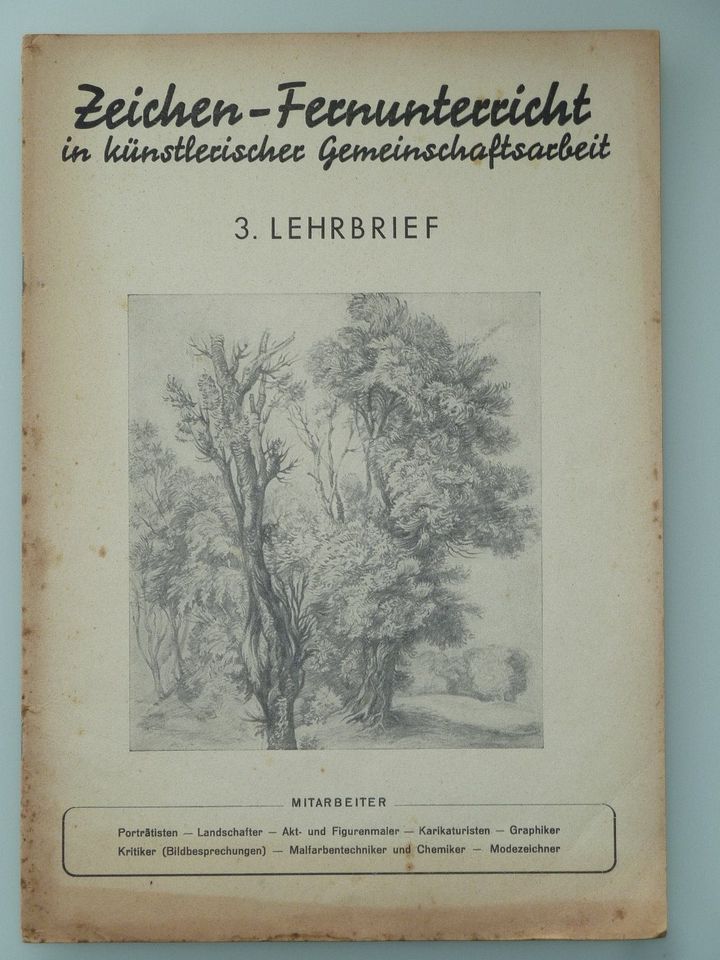 Zeichen-Fernunterricht in künstlerischer Gemeinschaftsarbeit 50er in Geldern