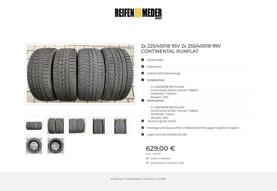 2x 225/45R18 95V 2x 255/40R18 99V CONTINENTAL RUNFLAT #8239 in Bad Tölz