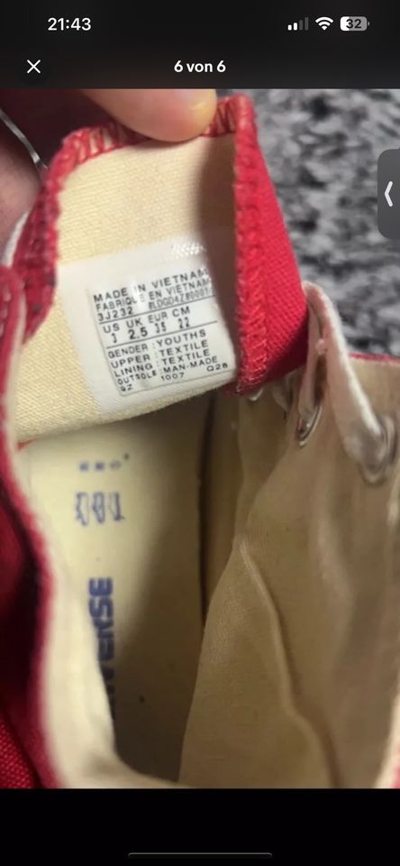 Rote Converse Kinder Sneaker Größe 35 in Brilon