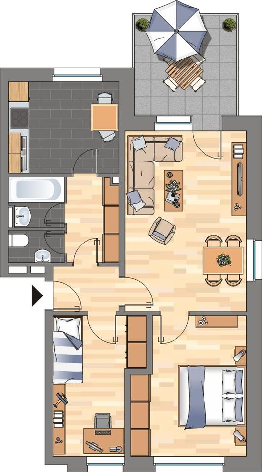 Frisch gestrichene 2,5 -Zimmer-Wohnung mit großem Balkon in Wolfsburg Vorsfelde in Wolfsburg