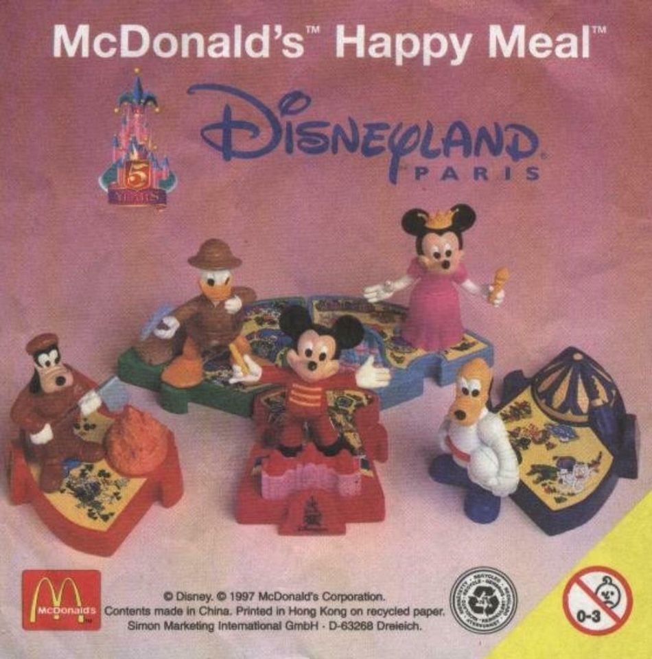 Komplett Disneyland Paris Mc Donald's Happy Meal 1997 in Selfkant