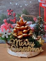 Weihnachtskerze Tannenzapfen auf Holzscheibe Handmade Unikat Brandenburg - Beeskow Vorschau