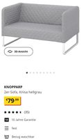 Ikea, KNOPPARP 2er-Sofa, Knisa hellgrau Nordrhein-Westfalen - Niederkassel Vorschau