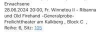 Karl May Spiele Generalprobe 28.6. 1 Ticket Block C Reihe 6 Schleswig-Holstein - Oldenburg in Holstein Vorschau