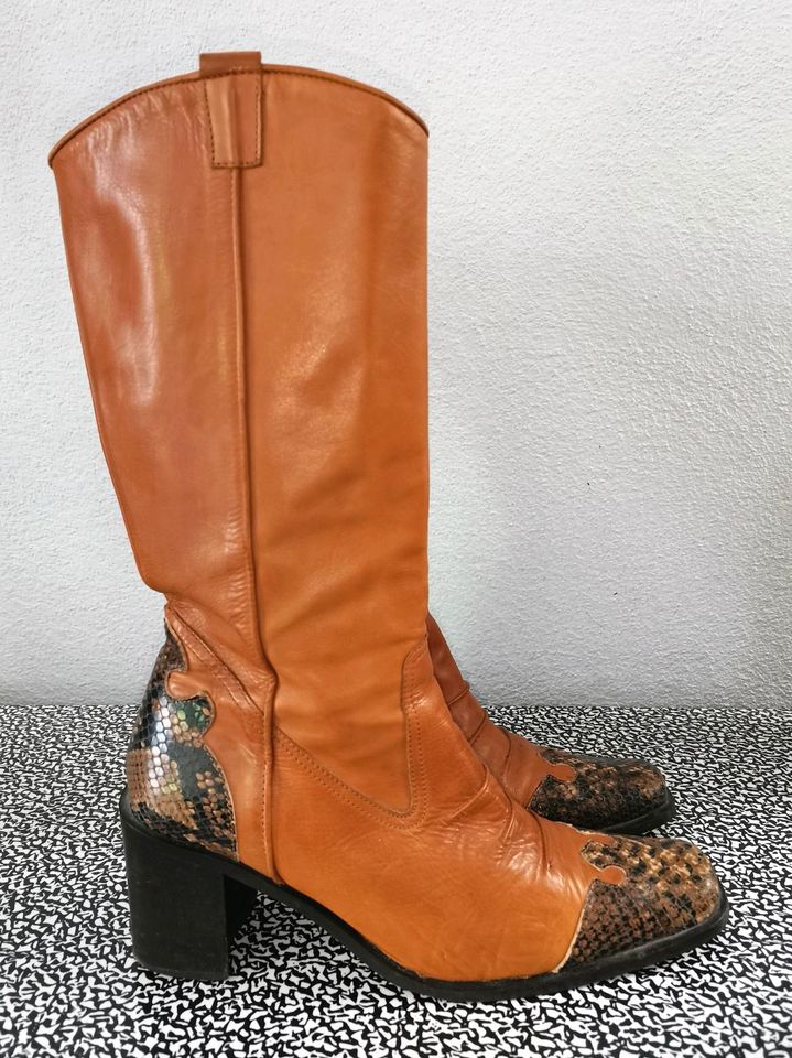 *ITALY*Designer Vintage Stiefel Lederstiefel Cowboystiefel 39 in Erding