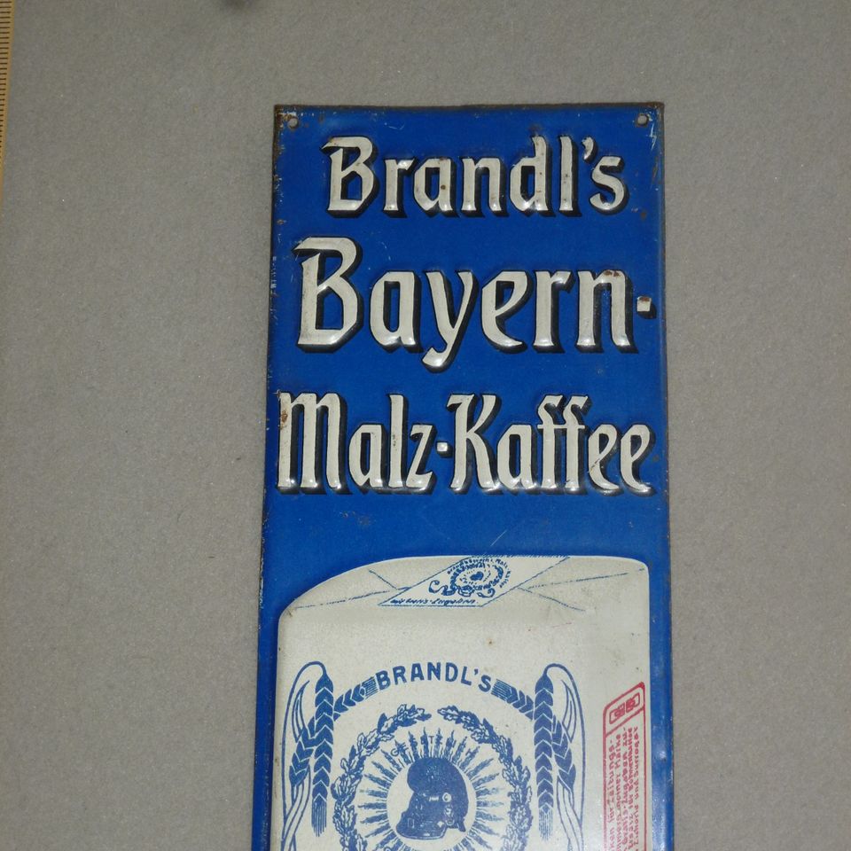 Altes Blechschild Brandl’s Bayern Malz-Kaffee 30er Jahre in Asbach-Bäumenheim