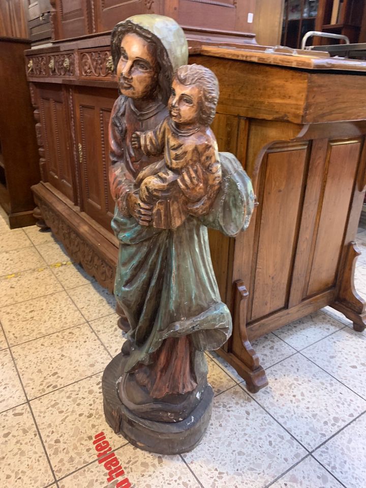 Große Skulptur Holz Maria grob Geschnitzt 107cm in Bonn