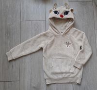 H&M Mädchen Winter Pullover 92/98 Hoodie lang Rentier beige Pulli Berlin - Spandau Vorschau