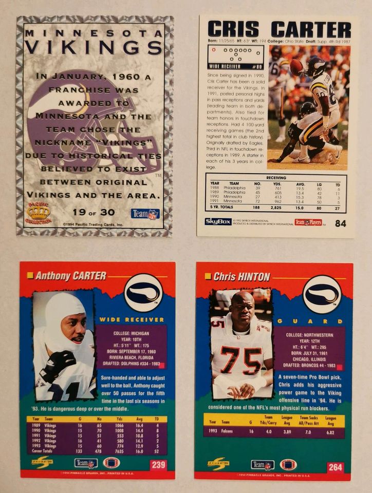 Minnesota Vikings NFL 12 Trading Cards Lot - 90er 2000er - TOP in Viernheim