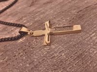 Kreuz mit Gebet golden Edelstahl Anhänger Halskette Jesus NEU Sachsen-Anhalt - Spickendorf Vorschau