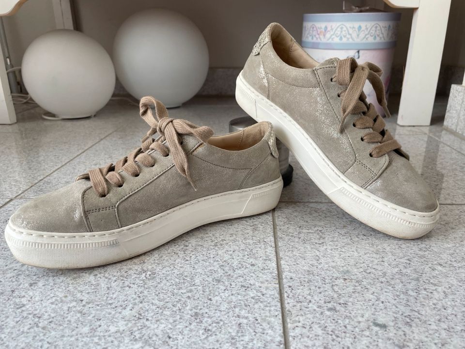 Gabor Sneakers Leder Gr. 5 (38) beige grau NEUwertig! in München