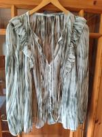 Mango Bluse Shirt Chiffon Volants grün beige L neuwertig Dithmarschen - Heide Vorschau