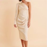 One Shoulder Seidenkleid in Beige Nordrhein-Westfalen - Grevenbroich Vorschau