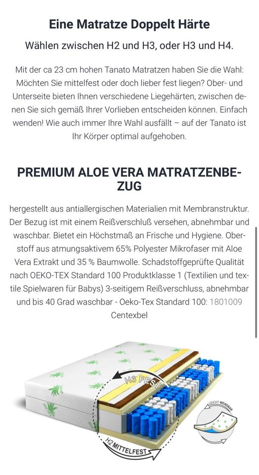 Matratze 180x200 Neuwertig in München