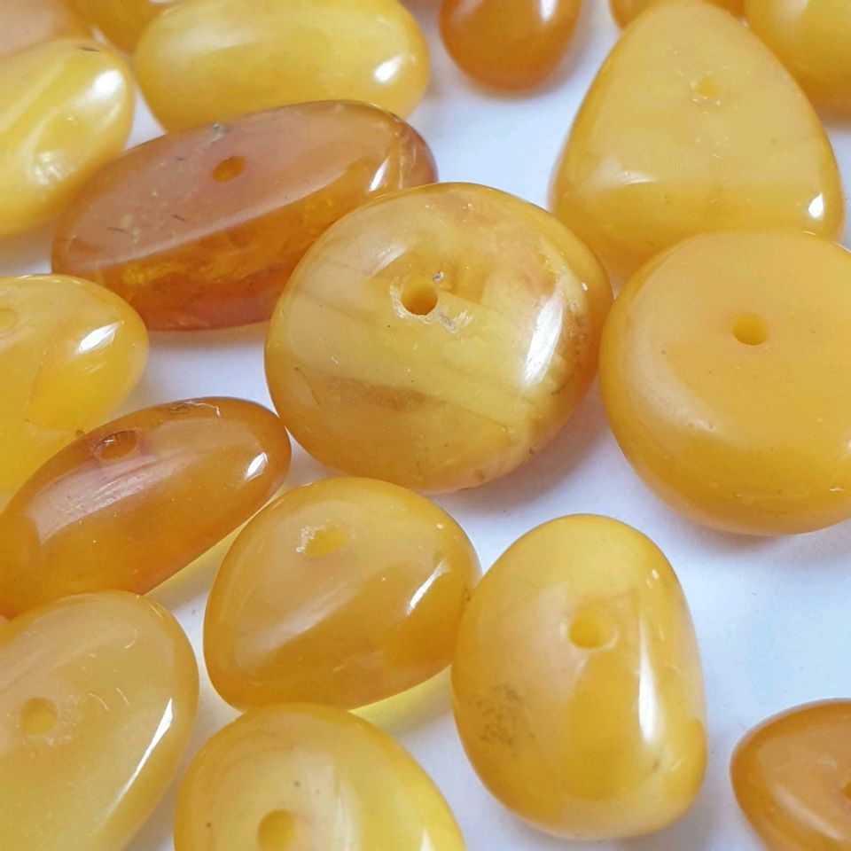 69 quer durchbohrte Bernsteine ( 10 - 15 mm ) butterscotch - Ton in Recklinghausen