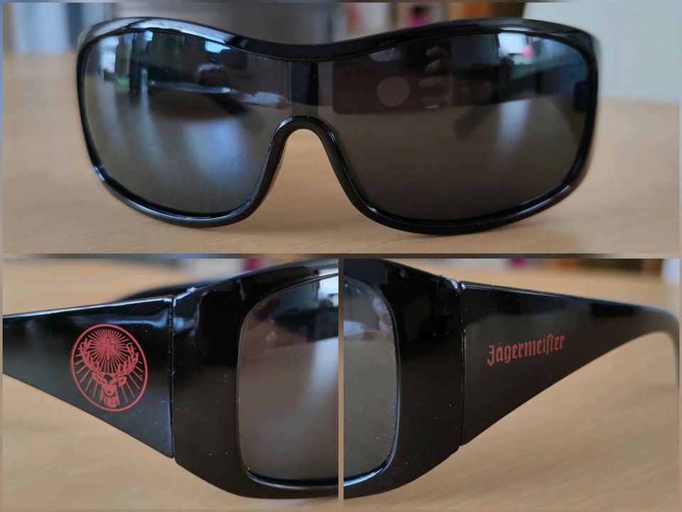 Jägermeister Sonnenbrille Logo Schriftzug Schwarz Rot Merch Fan in Rauenberg