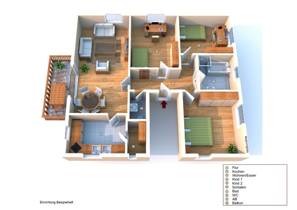 Kapitalanlage - 4 Zi. Wohnung / Balkon / zwei Stellplätze / Gartennutzung in Börrstadt
