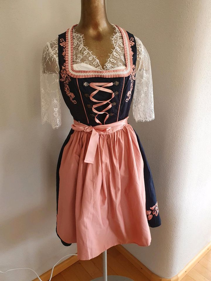 Dirndl neu gr. 36 dunkelblau rosa Blumen Tracht wiesn in Rosenheim