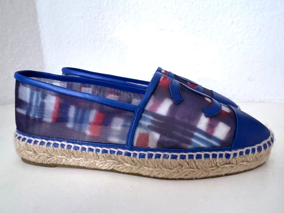 Chanel Espadrilles Ballerinas Blau Bunt 37 Mesh / Leder + Box in Hamburg