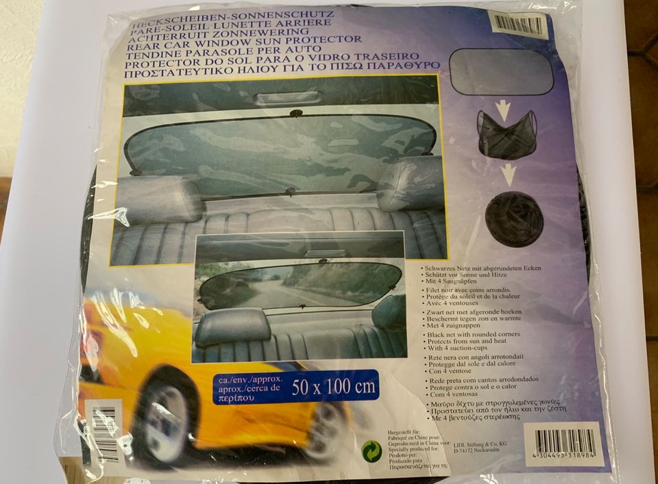 2x Auto Universal Heckscheiben-Netz-Sonnenschutz 50x100 NEU & OVP