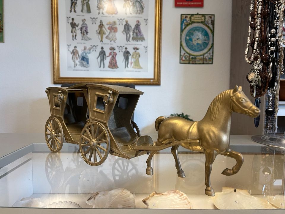 Pferd Pferdekutsche Dekoration massiv Messing Vintage in Mönchengladbach
