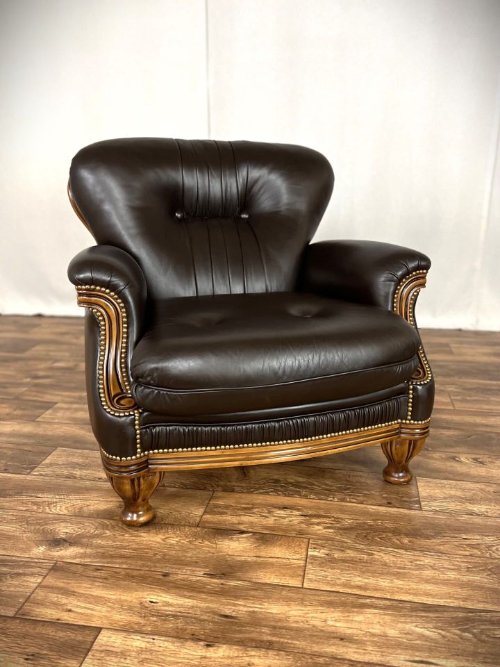 Chippendale Ledersessel Vintage Barock Clubsessel Chesterfield in Hüllhorst