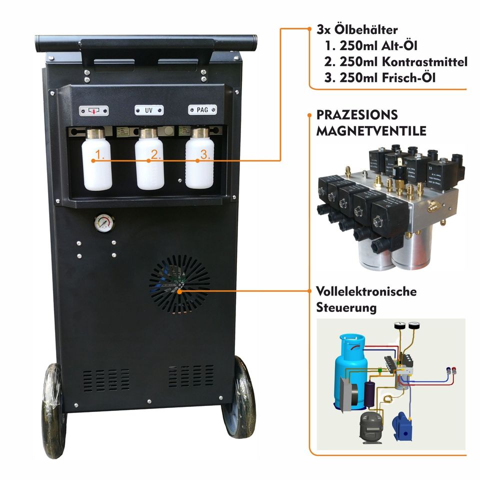 R134a oder R1234yf Vollautomatisches Klimaservicegerät m. Datenbank auch für Hybrid EV Elektro geeignet in Wedel