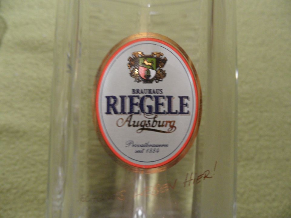 2 Biergläser/-krüge 0,5l Glas mit Griff Augsburger Brauereien in Wolfsburg